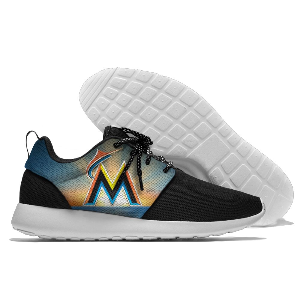 Men's Miami Marlins Roshe Style Lightweight Running MLB Shoes 001